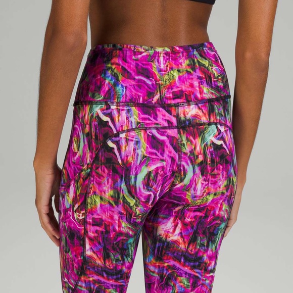 NWT Lululemon Fast and Free High-Rise Tight 25" In Hyper Flow Pink Multi - Picture 4 of 15